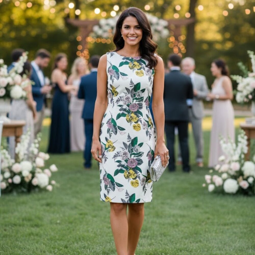 H&M BEADED FLORAL DRESS BACK CUTOUT SZ 10 GORGEOUS PENCIL SLIM